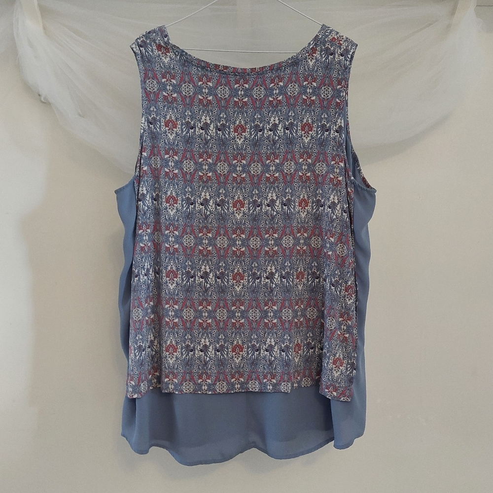 Penningtons Blue & Muted Mauve Choose Happiness Sleeveless Top 3X - Picture 8 of 13